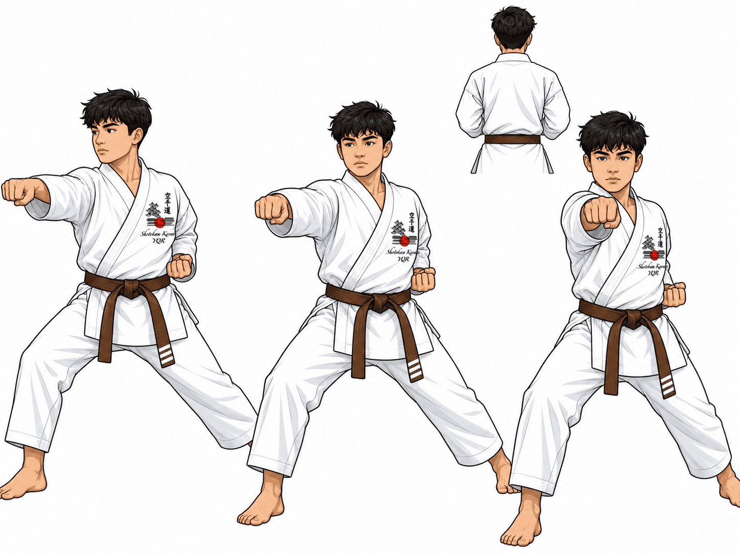 Third brown-belt student demonstrating a punching sequence