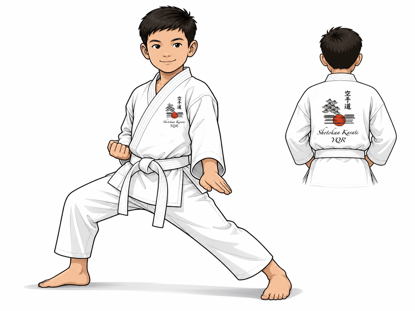 White-belt student demonstrating gedan-barai